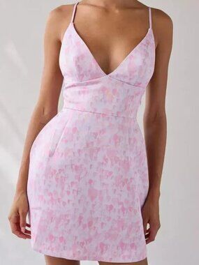 Kimchi Blue Petit Fours Fit-And-Flare Satin Mini Dress Pink Combo Size XXS